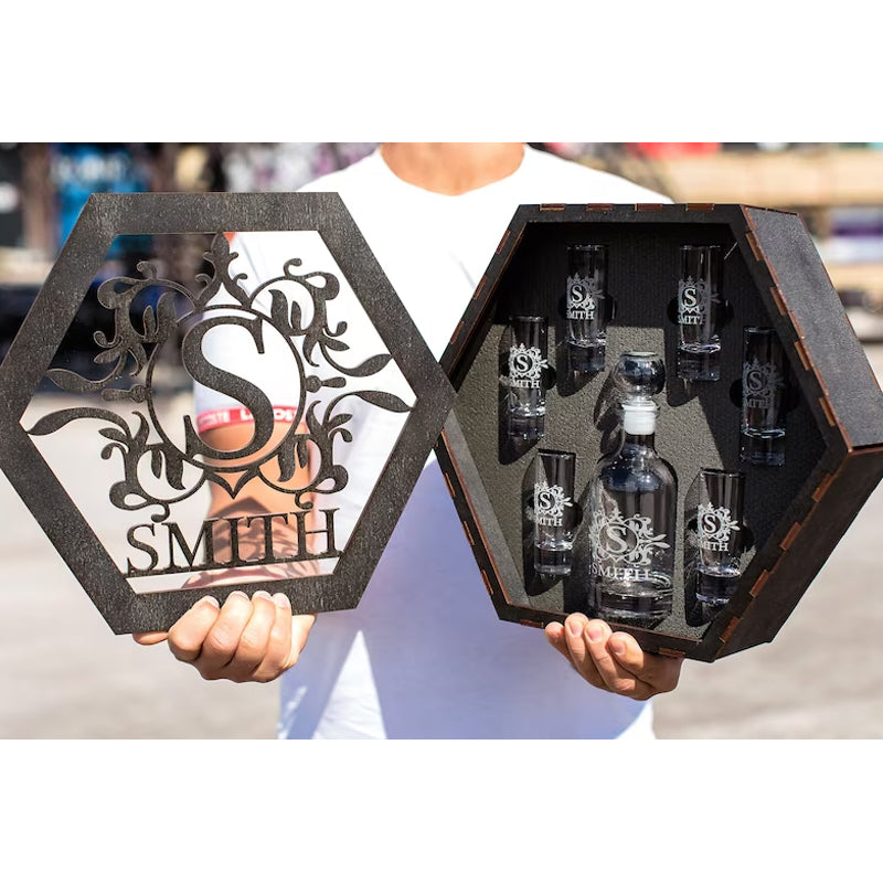 Custom Tequila Glasses Set and Vodka Decanter Set