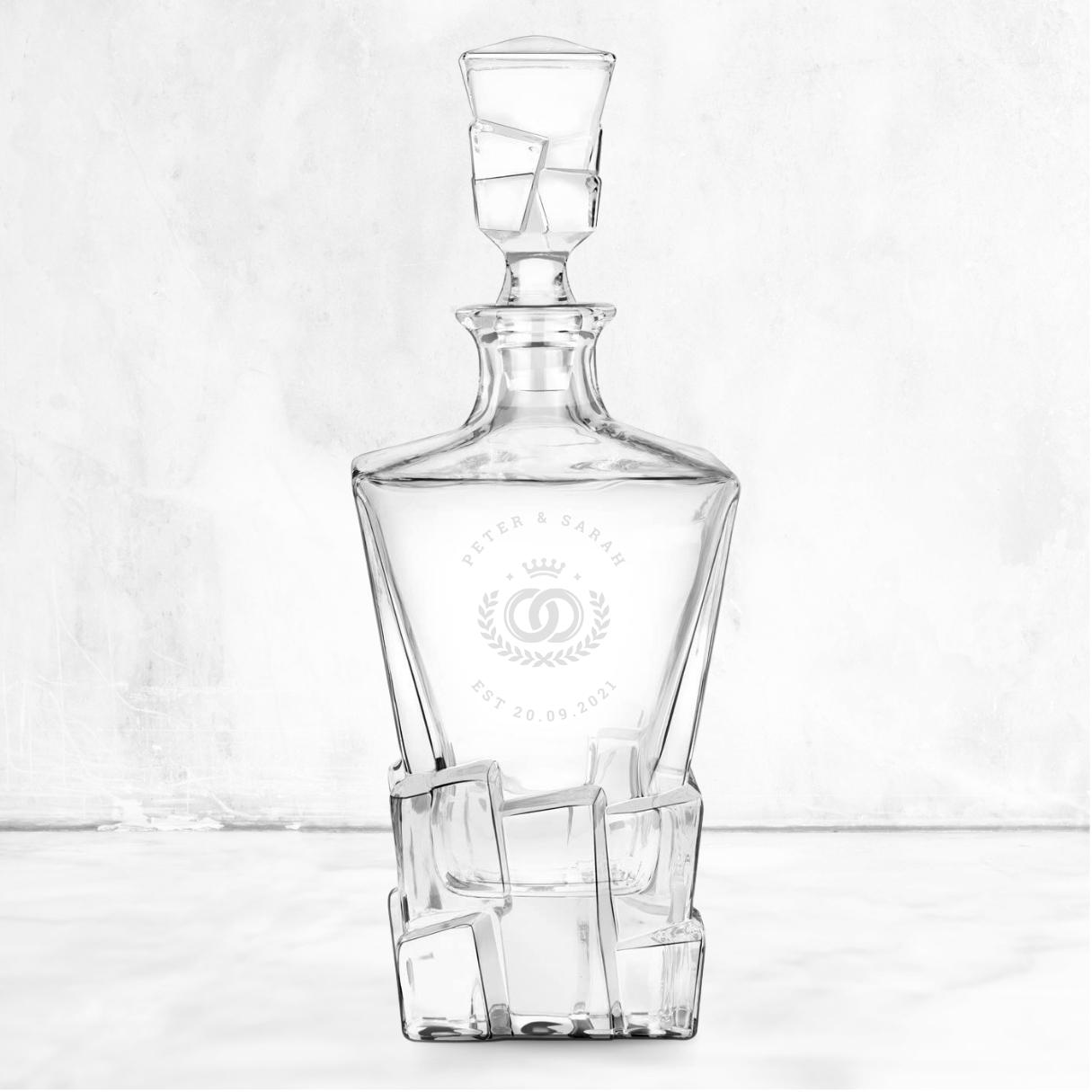 Engraved Square Cut 950ml Whiskey Decanter