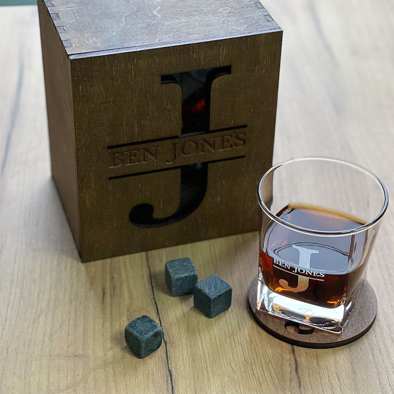 Personalized Whiskey Glasses Set, Whiskey Drinking Glasses Gift Father's Day For Dad & Grandpa