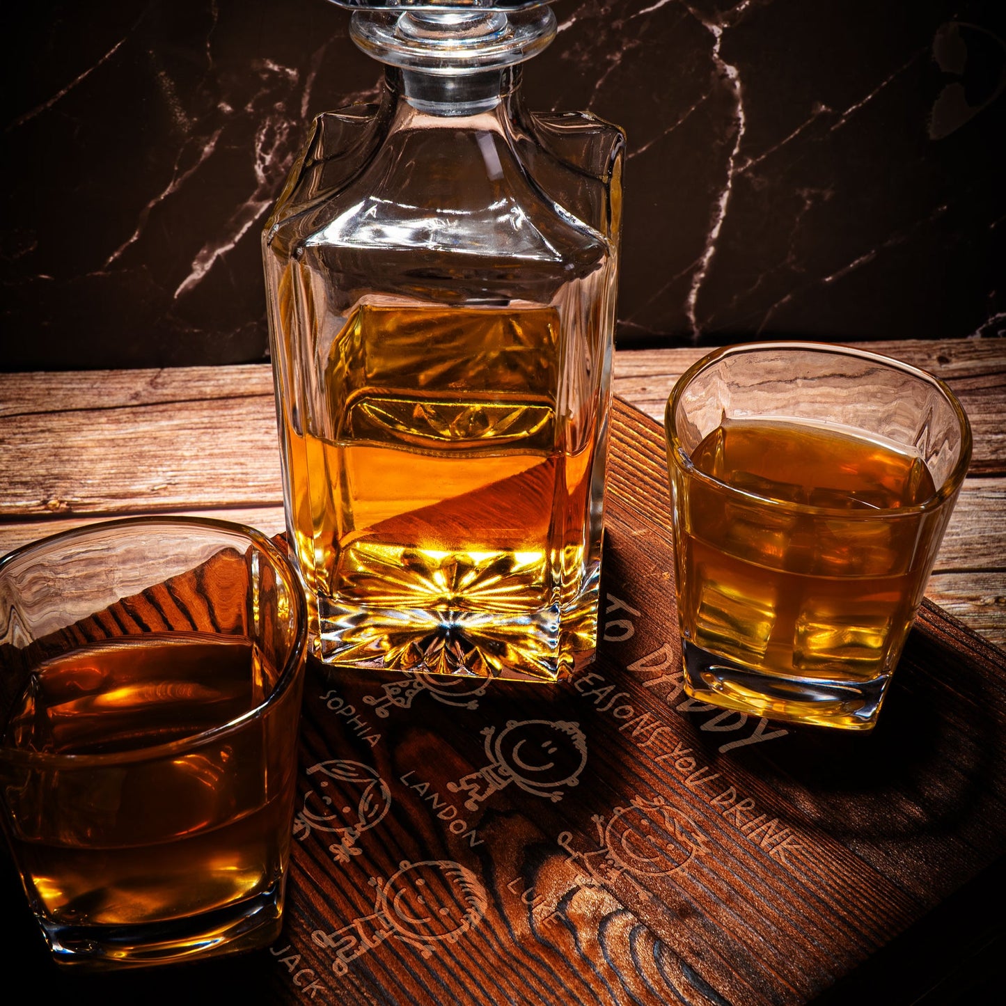 Whiskey Gift For Dad From The Reasons You Drink - Personalized Whiskey Decanter Set