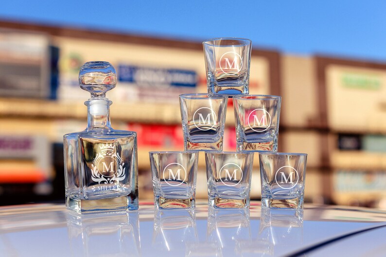 Whiskey Decanter Set, Engraved Decanter, Gift Set For Him, For Husband, Dad, Grandpa