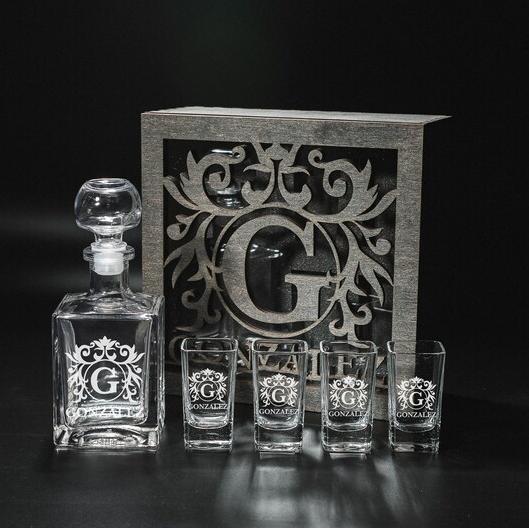 Custom Tequila Shot Decanter Glasses Fathers Gift