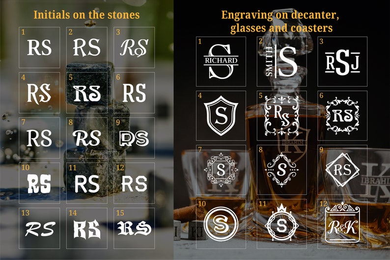 Engraved Old Fashioned Whiskey Glasses Set - Personalized Wooden Decanter Set