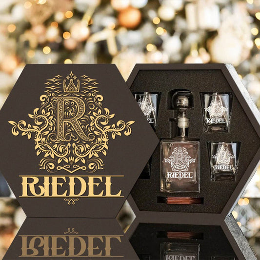 RIEDEL - WHISKEY SET (Wooden box + Decanter + 4 Glasses + 4 Coasters)