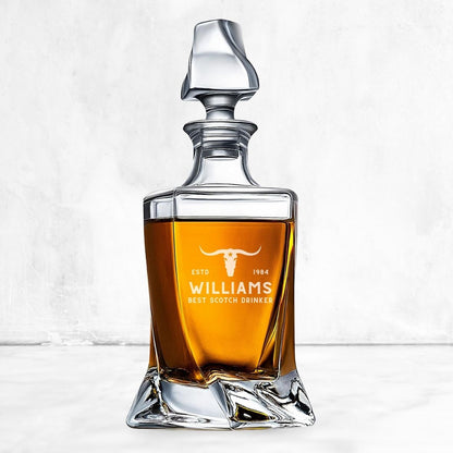 Engraved Twisted 800ml Whiskey Decanter