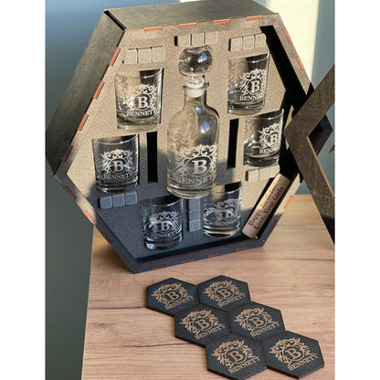Whiskey Decanter Set, Whiskey Stones,  Whiskey Glasses,  Bourbon Whiskey, Father's Day Gift For Dad