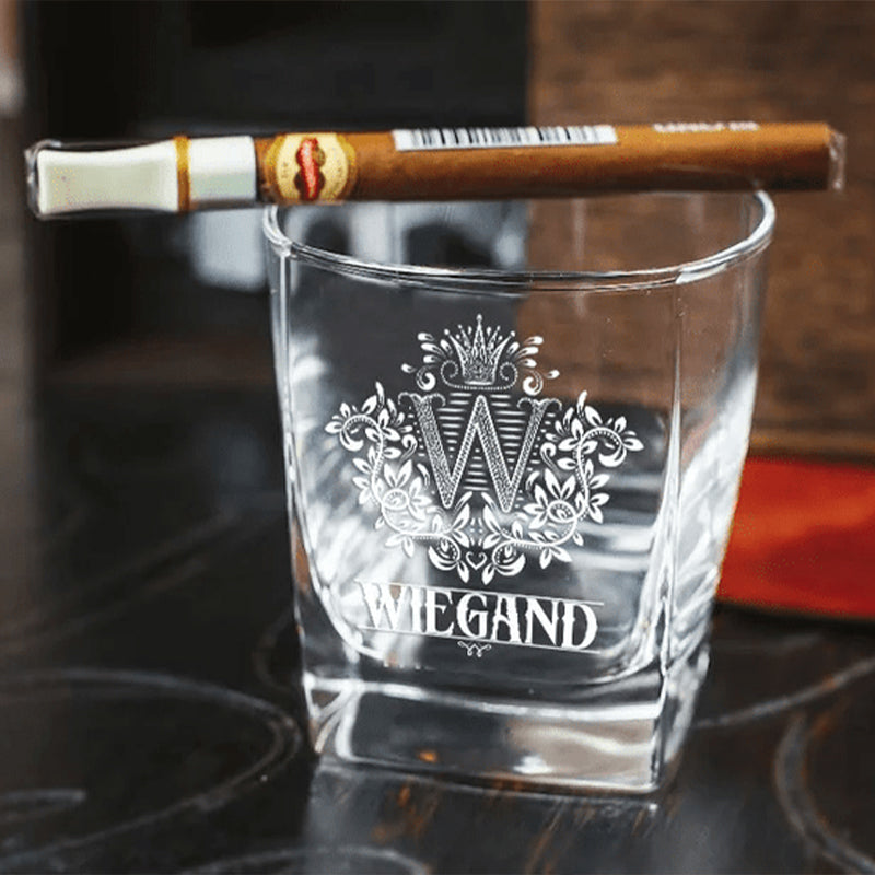 Custom Name - Whiskey Set (Wooden Box + Decanter + 4 Glasses + 4 Coasters), Bourbon Whiskey Collectibles,Father's Day Gift For Dad & Grandpa