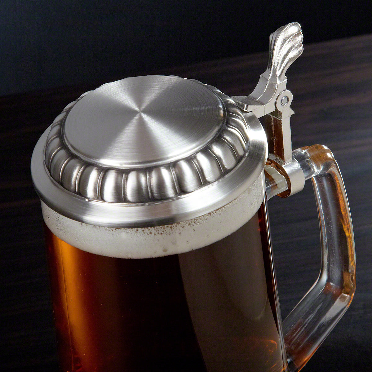 Personalized Beer Stein with Pewter Lid, Set of 2