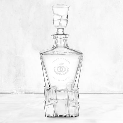 Engraved Square Cut 950ml Whiskey Decanter