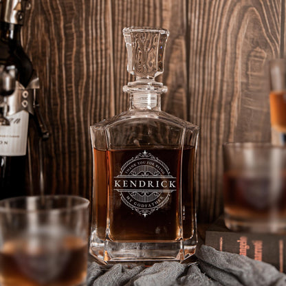 Engraved 680ml Barware Whiskey Decanter