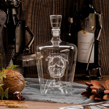 Engraved Whiskey Skull Decanter