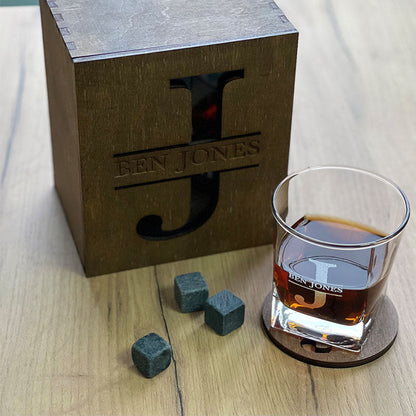 Personalized Whiskey Glasses Set, Whiskey Drinking Glasses Gift Father's Day For Dad & Grandpa