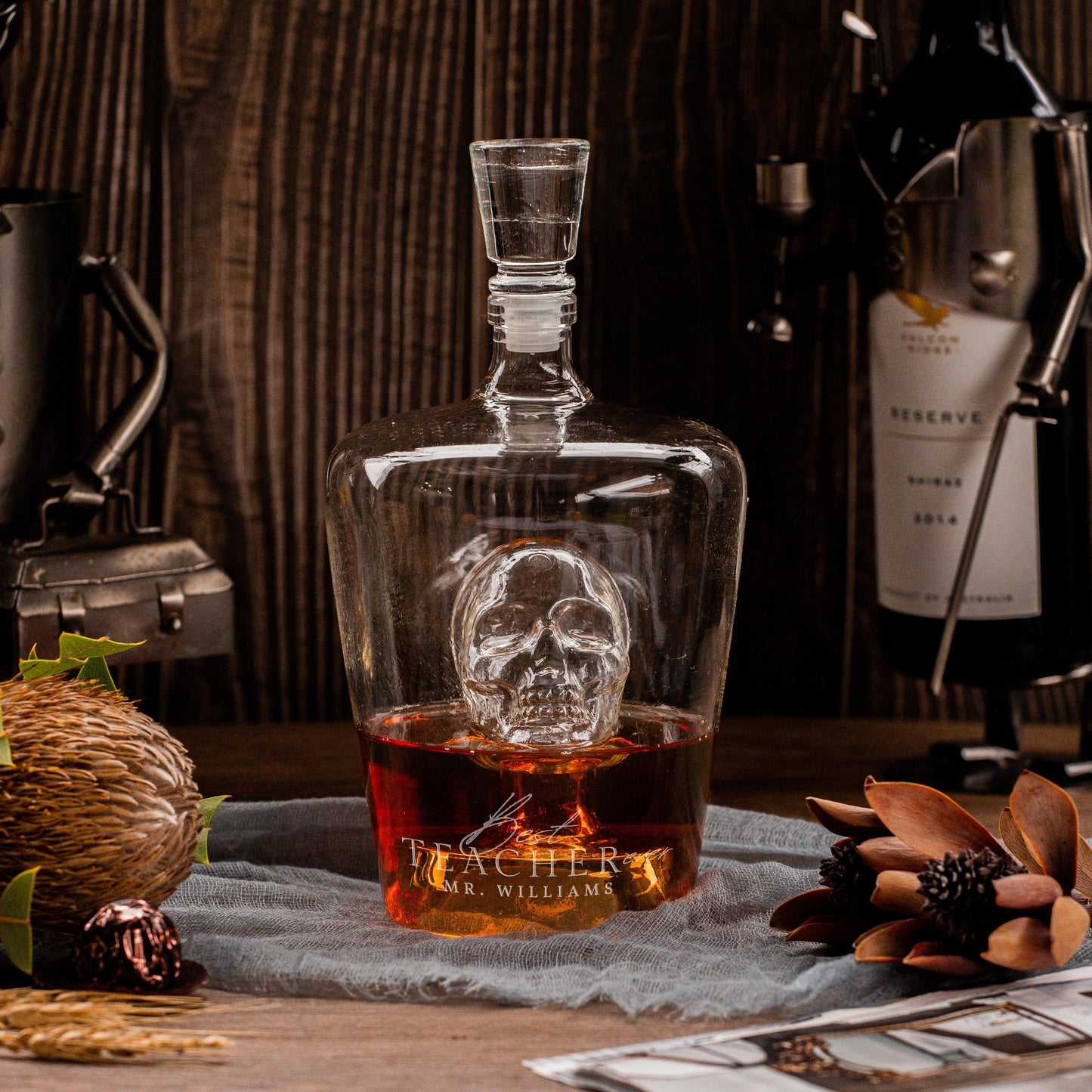 Engraved Whiskey Skull Decanter