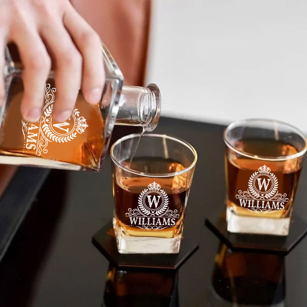 Royal Vintage Luxury Decanter Set - Custom Name Whiskey Decanter, a perfect Christmas gift for your loved one.