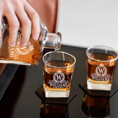 Royal Vintage Luxury Decanter Set - Custom Name Whiskey Decanter, a perfect Christmas gift for your loved one.