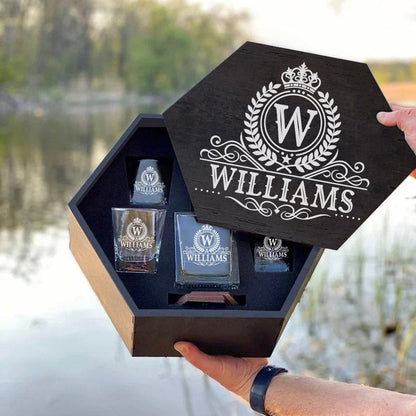 Royal Vintage Luxury Decanter Set - Custom Name Whiskey Decanter, a perfect Christmas gift for your loved one.