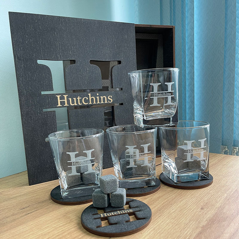 Personalized Whiskey Glasses Set, Whiskey Drinking Glasses Gift Father's Day For Dad & Grandpa