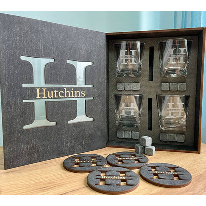 Personalized Whiskey Glasses Set, Whiskey Drinking Glasses Gift Father's Day For Dad & Grandpa