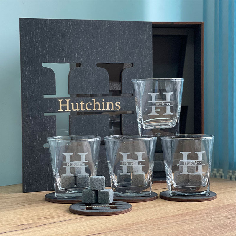 Personalized Whiskey Glasses Set, Whiskey Drinking Glasses Gift Father's Day For Dad & Grandpa