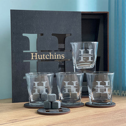 Personalized Whiskey Glasses Set, Whiskey Drinking Glasses Gift Father's Day For Dad & Grandpa