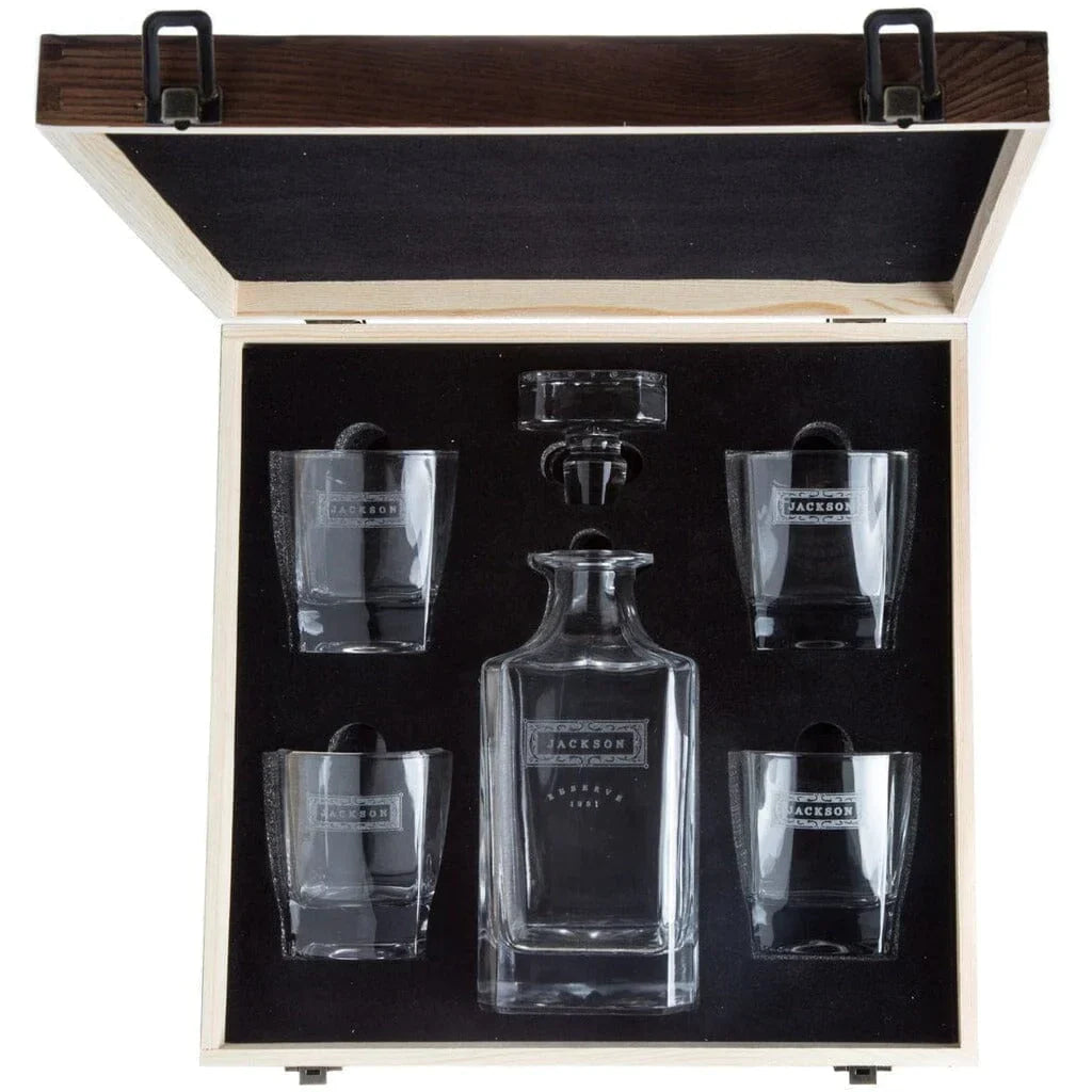 Custom Design - Decanter Gift Set,  Bourbon Whiskey, Christmas Gift,Father's Day Gift For Dad & Grandpa