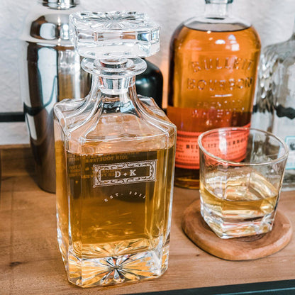 Custom Design - Decanter Gift Set,  Bourbon Whiskey, Christmas Gift,Father's Day Gift For Dad & Grandpa