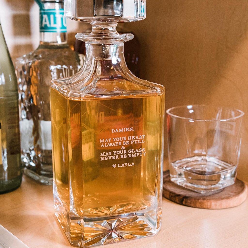 Custom Design - Decanter Gift Set,  Bourbon Whiskey, Christmas Gift,Father's Day Gift For Dad & Grandpa