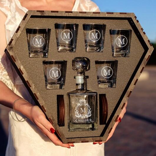 Whiskey Decanter Set, Engraved Decanter, Gift Set For Him, For Husband, Dad, Grandpa