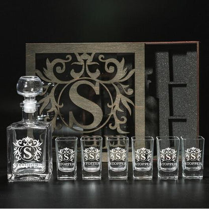 Custom Tequila Shot Decanter Glasses Fathers Gift
