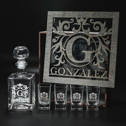 Custom Tequila Shot Decanter Glasses Fathers Gift
