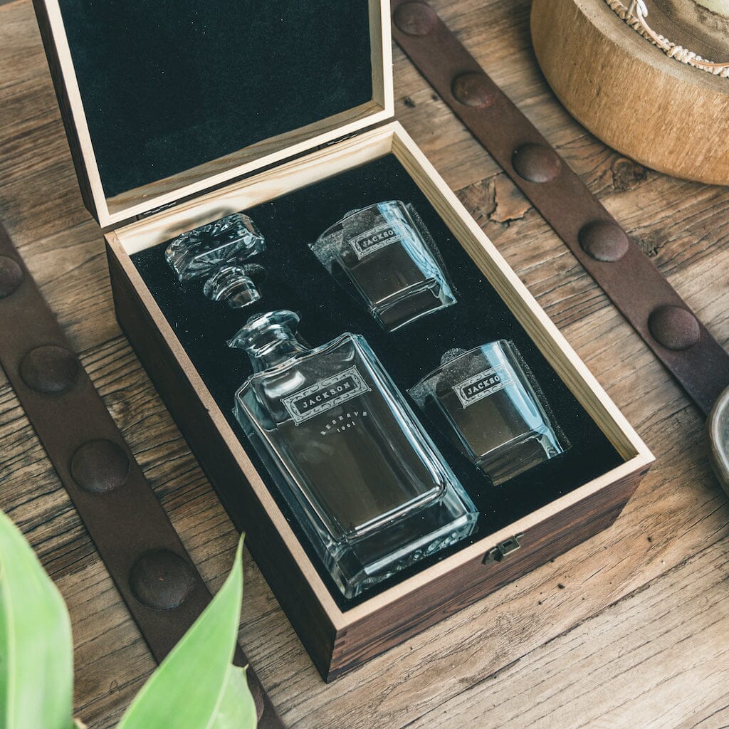 Custom Design - Decanter Gift Set,  Bourbon Whiskey, Christmas Gift,Father's Day Gift For Dad & Grandpa