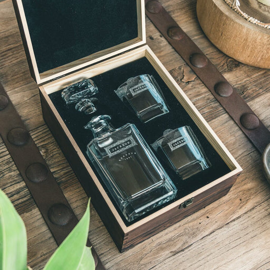 Custom Design - Decanter Gift Set,  Bourbon Whiskey, Christmas Gift,Father's Day Gift For Dad & Grandpa