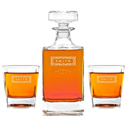 Custom Design - Decanter Gift Set,  Bourbon Whiskey, Christmas Gift,Father's Day Gift For Dad & Grandpa