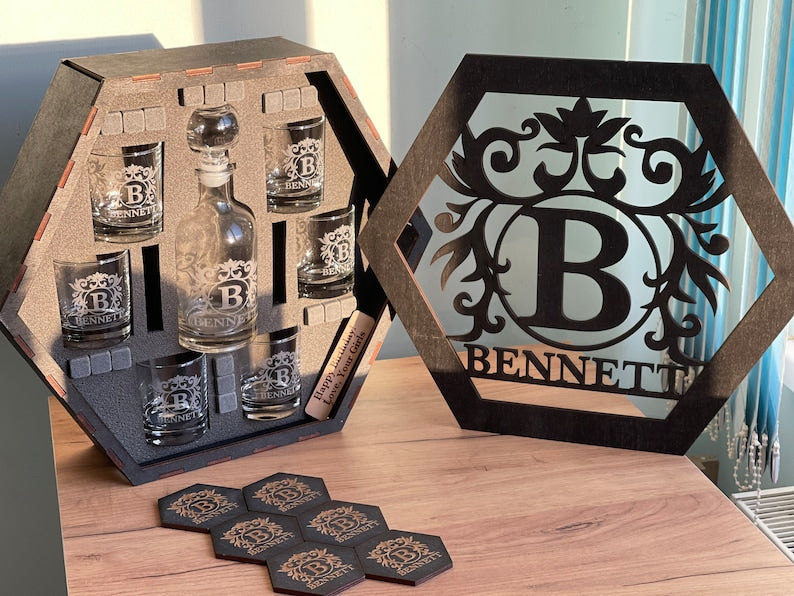Whiskey Decanter Set, Whiskey Stones,  Whiskey Glasses,  Bourbon Whiskey, Father's Day Gift For Dad