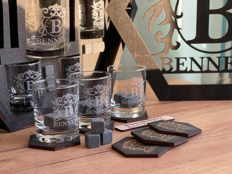 Whiskey Decanter Set, Whiskey Stones,  Whiskey Glasses,  Bourbon Whiskey, Father's Day Gift For Dad