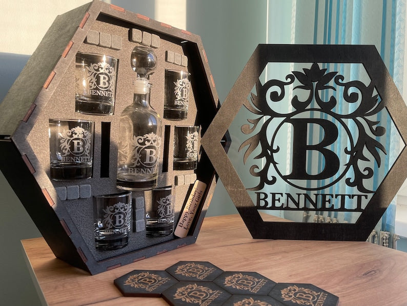 Whiskey Decanter Set, Whiskey Stones,  Whiskey Glasses,  Bourbon Whiskey, Father's Day Gift For Dad
