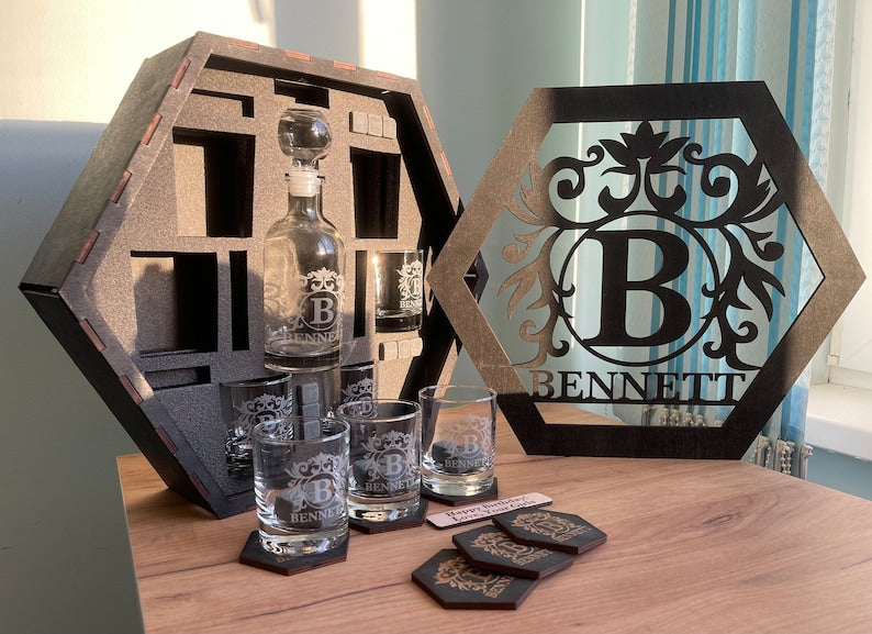 Whiskey Decanter Set, Whiskey Stones,  Whiskey Glasses,  Bourbon Whiskey, Father's Day Gift For Dad