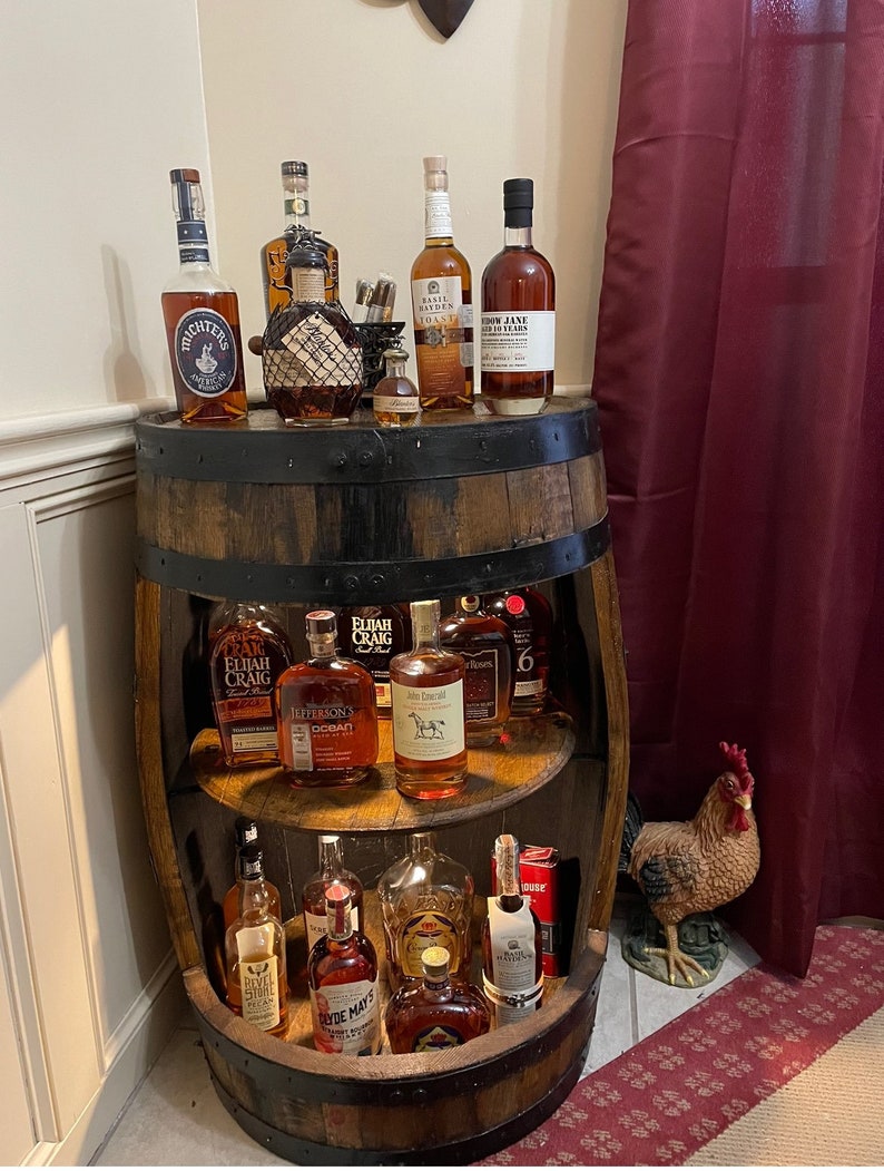 Bourbon Barrel Display Cabinet, whiskey barrel bar，barrel cabinet